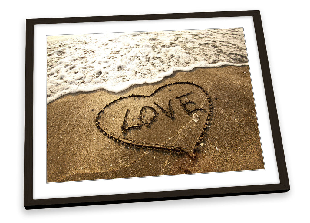 Love Heart Beach Sand Framed