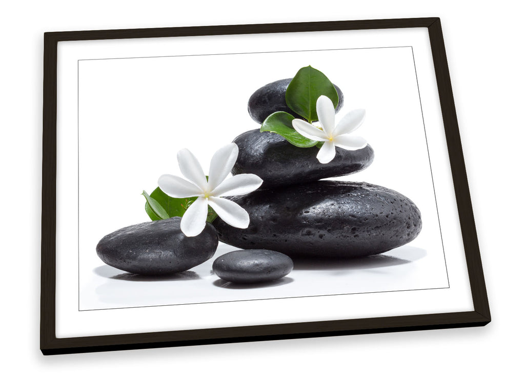 Floral Zen Stones Framed