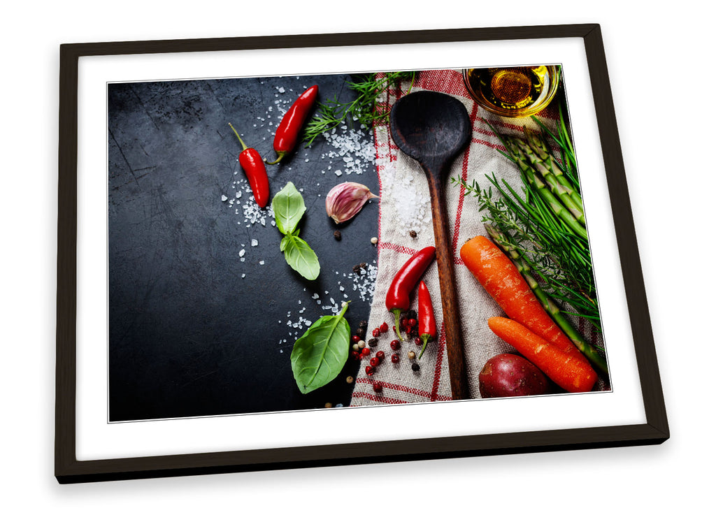 Chilli Kitchen Slate Cooking Framed