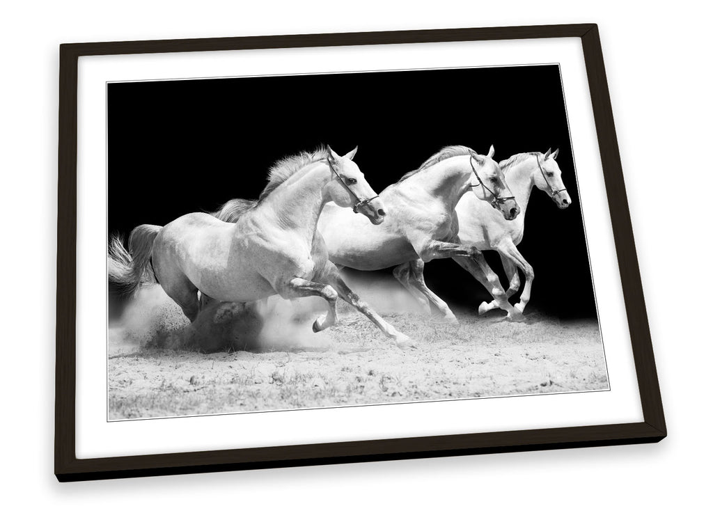 Galloping White Horses Framed