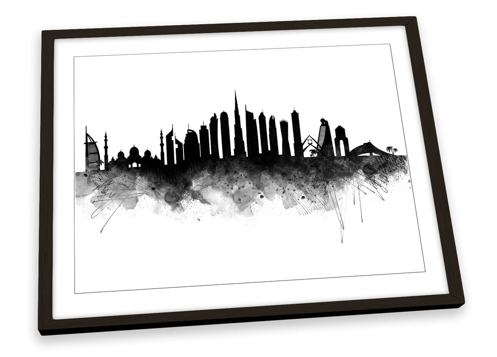 Dubai Abstract City Skyline Black Framed