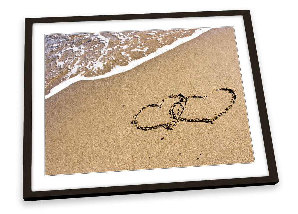 Beach Love Hearts Sand Framed