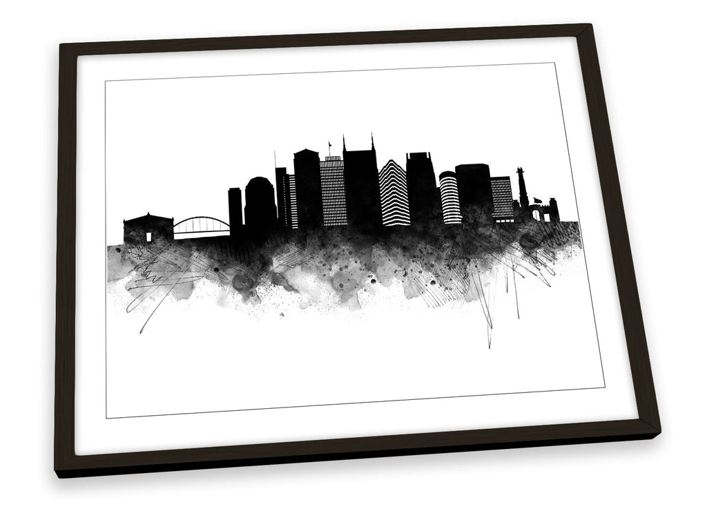 Nashville Abstract City Skyline Black Framed