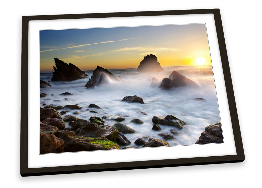Sunset Seascape Coast Beach Framed