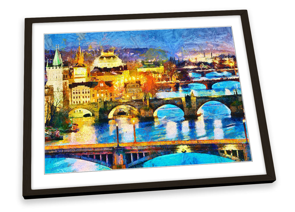 Prague Night City Paint Repro Framed