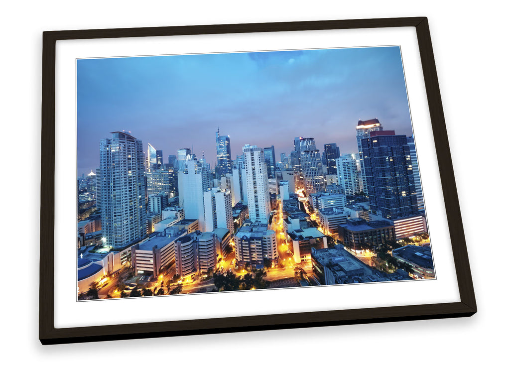 Manila Philippines City Skyline Framed