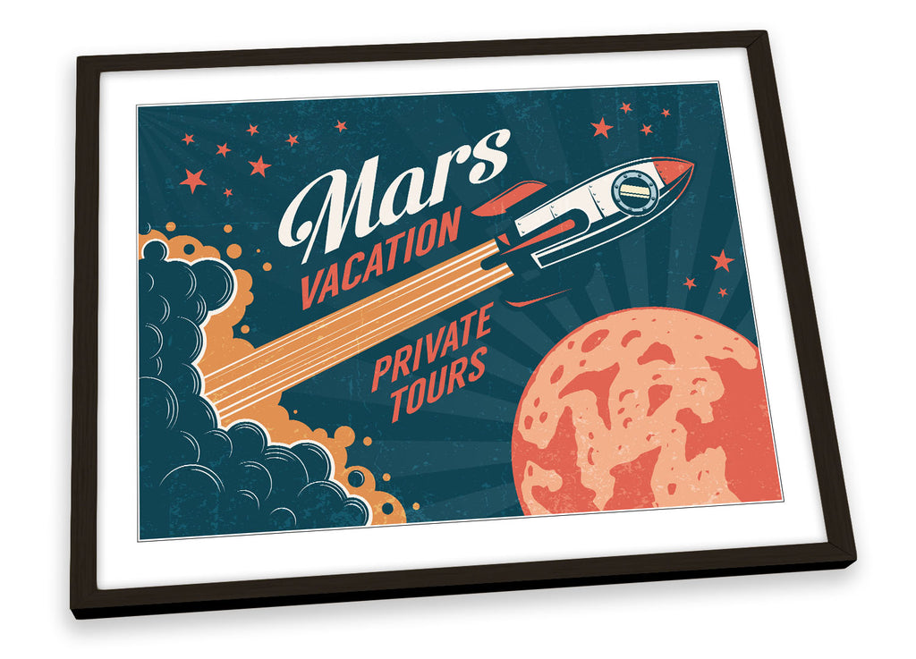 Mars Vacation Private Tours Multi-Coloured Framed