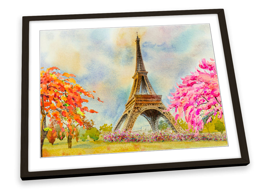 Eiffel Tower Pink Floral Framed