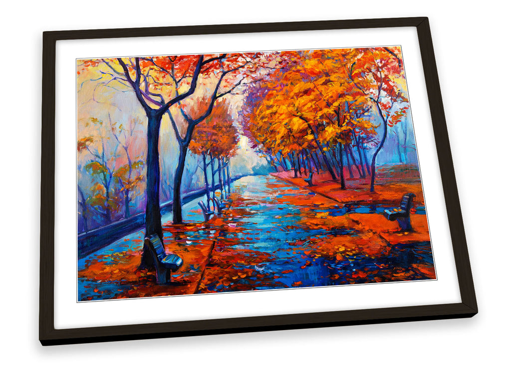 Autumn Park Impressionism Orange Framed