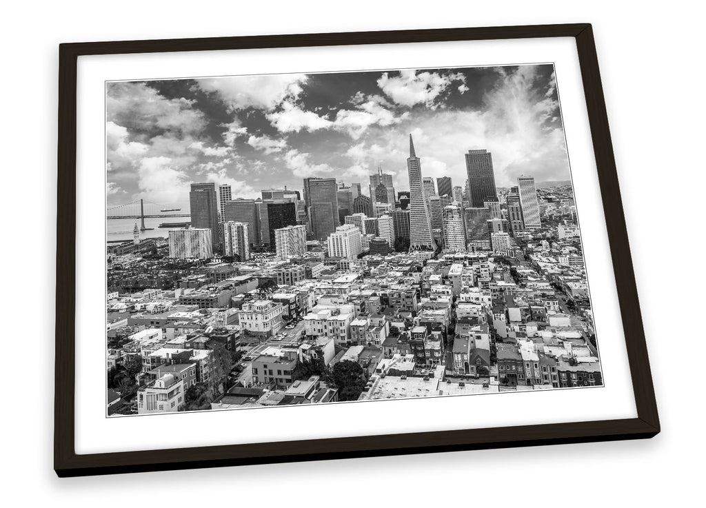 San Francisco Skyline City Black & White Framed