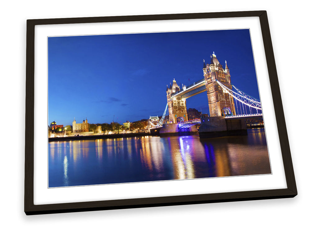 London Night Skyline Tower Bridge Framed