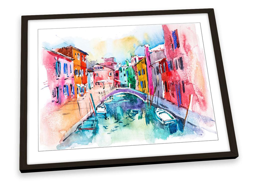 Venice Italy Modern Multi-Coloured Framed