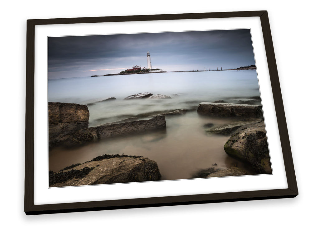 St Marys Island Lighthouse Tynemouth Framed