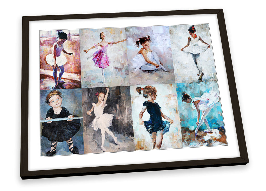 Ballerina Dancers Collage Multi-Coloured Framed