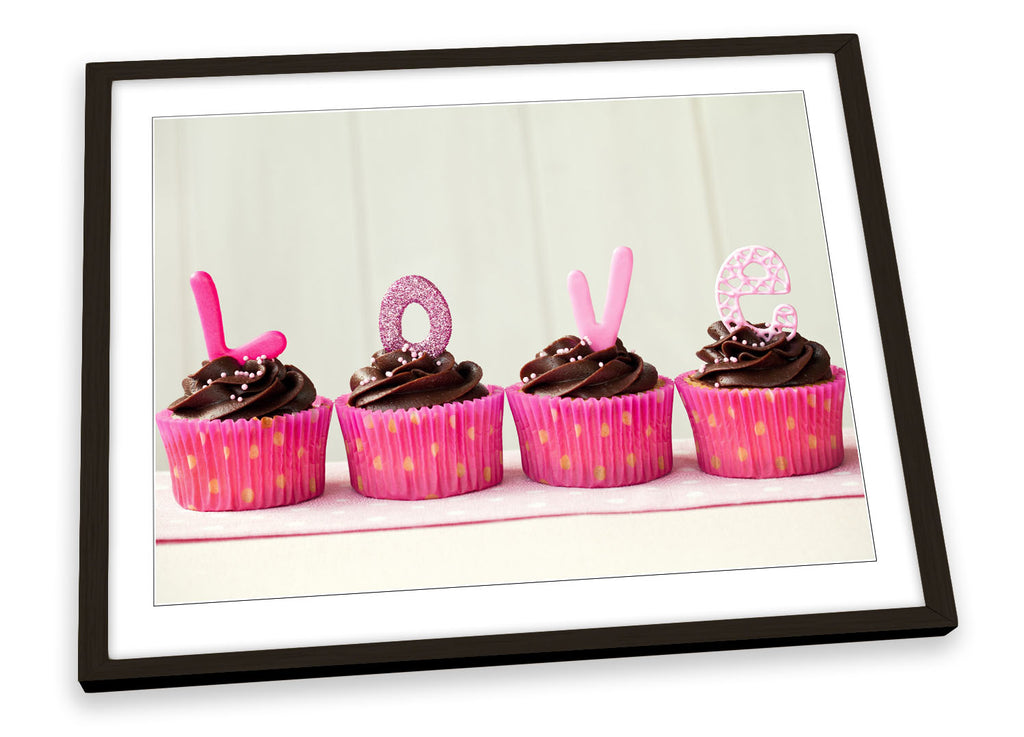 Cup Cakes Love Kitchen Framed