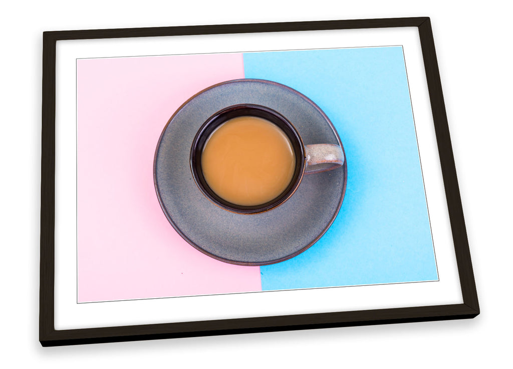 Coffee Pink Blue Kitchen Framed