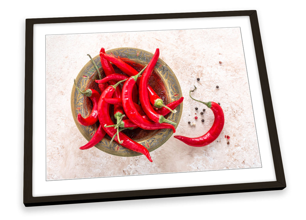 Hot Chilli Bowl Spices Kitchen Red Framed