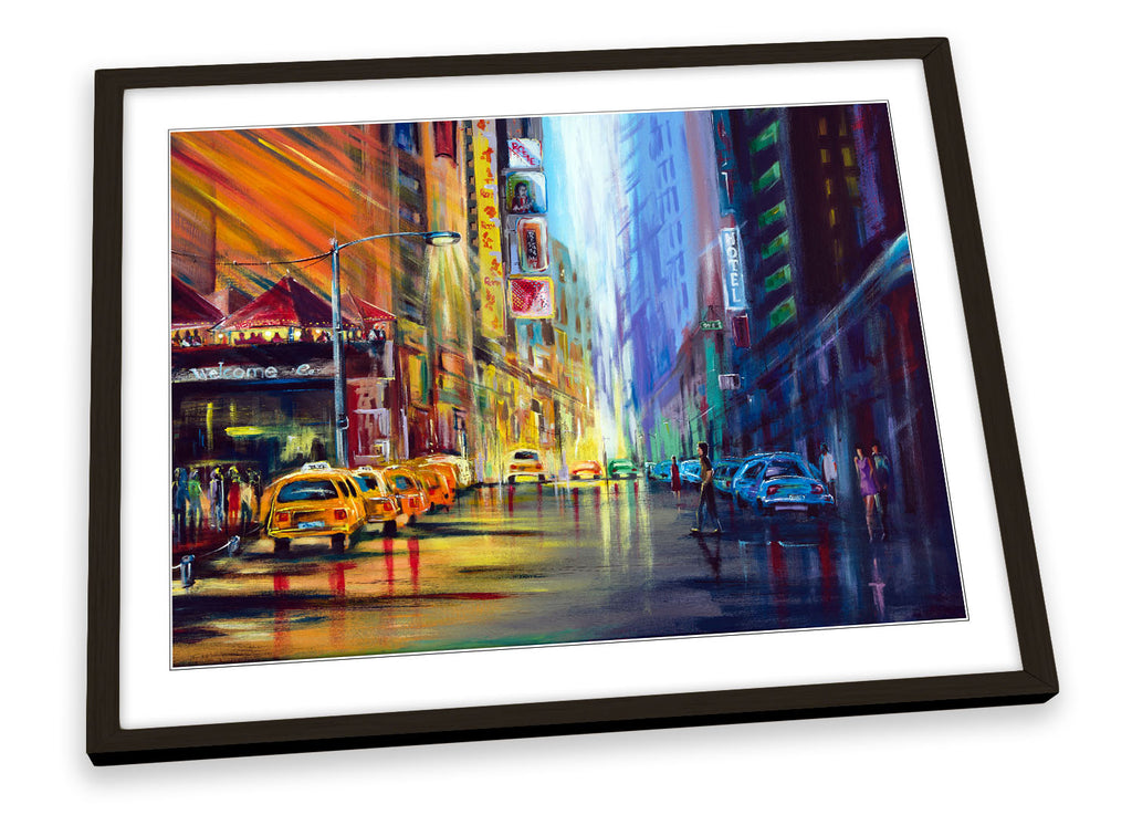 New York City Street Scene Multi-Coloured Framed