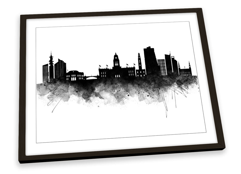 Leeds Abstract City Skyline Black Framed