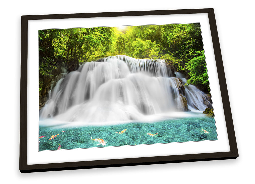 Tropical Rain Forest Waterfall Scene Framed