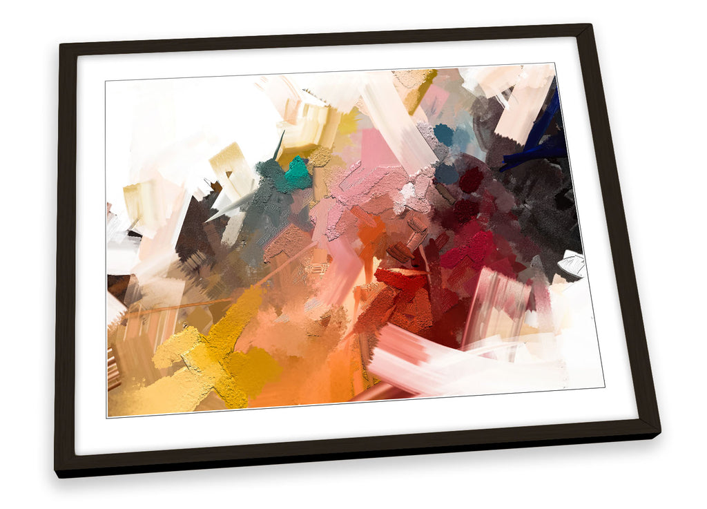 Paint Strokes Abstract Multi-Coloured Framed