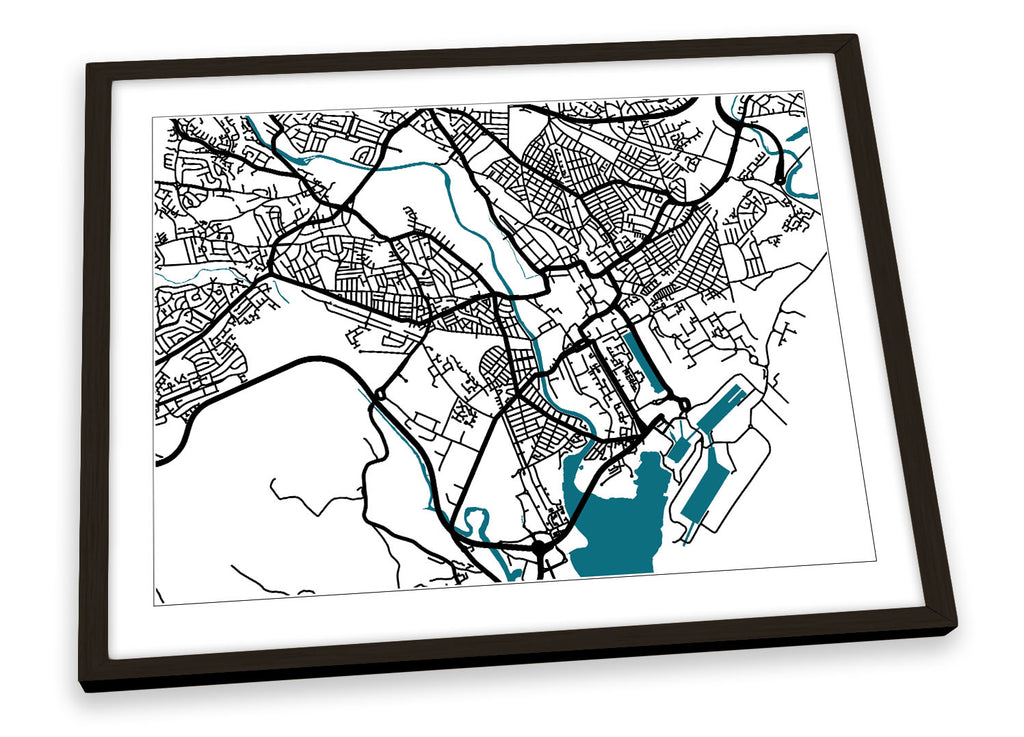 Cardiff Map City Wales Minimalistic Modern Framed