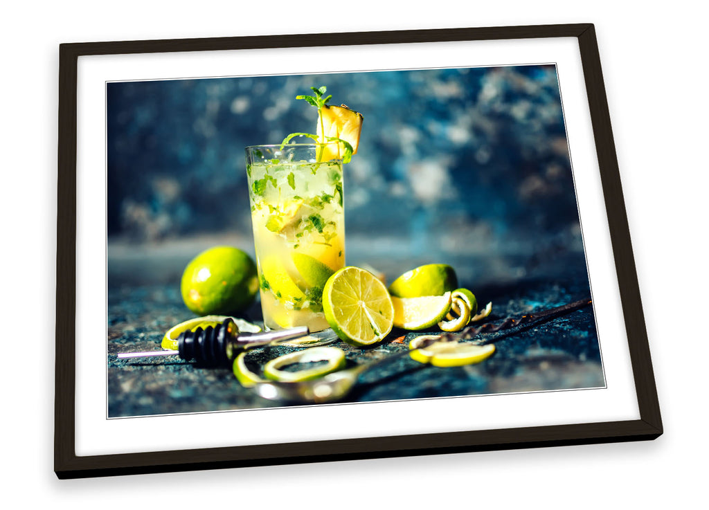 Cocktail Yellow Drink Kitchen Framed