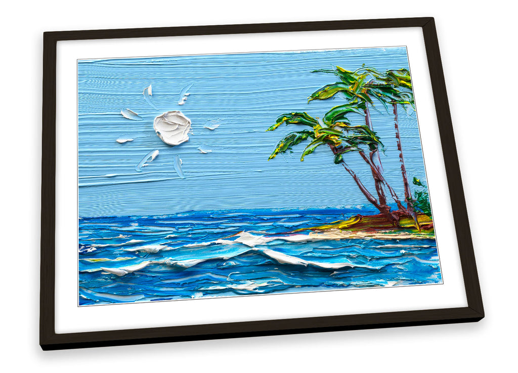 Blue Desert Island Seascape Framed