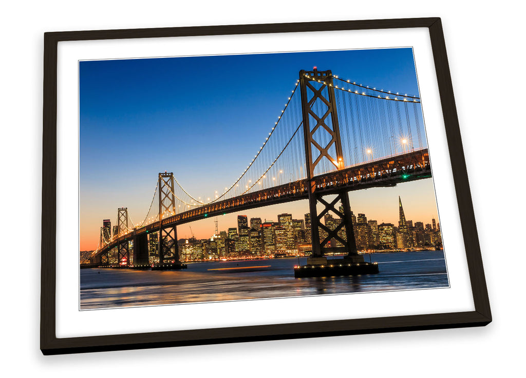 San Francisco Bay Bridge Blue Framed