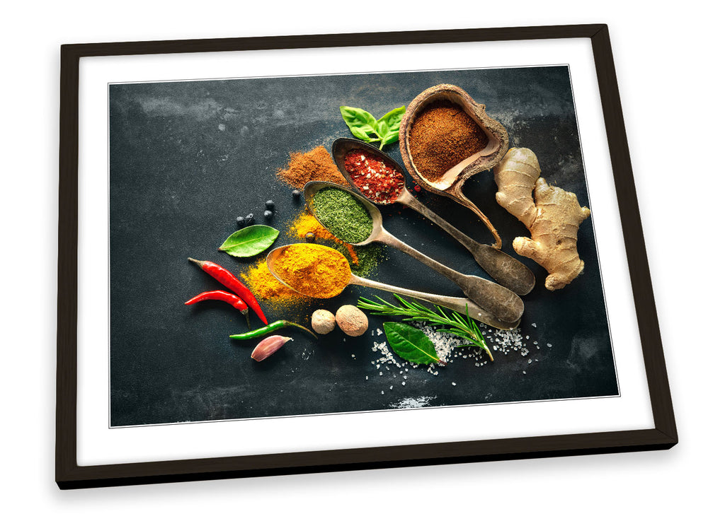 Herbs Kitchen Spices cafe Framed