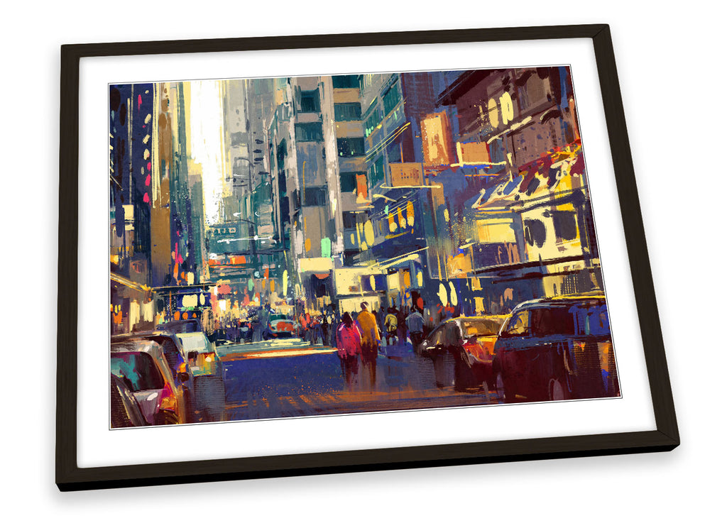 Abstract City Life Urban Multi-Coloured Framed