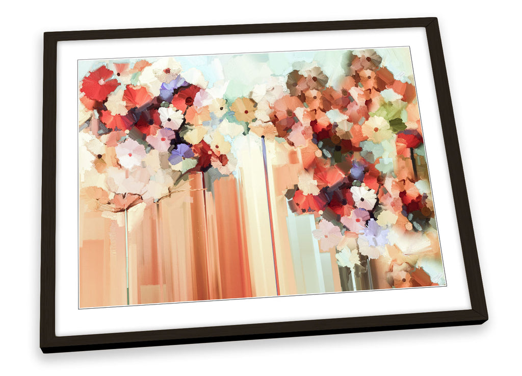 Pink Floral Flowers Abstract Framed