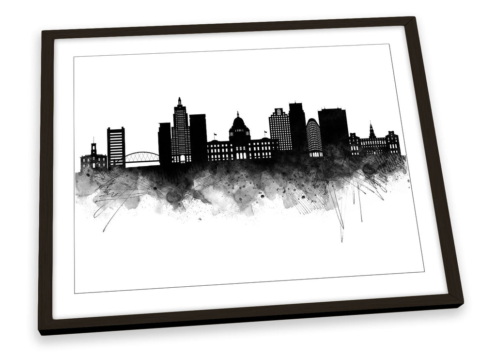 Providence Abstract City Skyline Black Framed