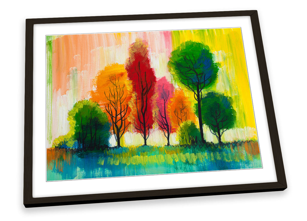 Trees Modern Painting Multi-Coloured Framed