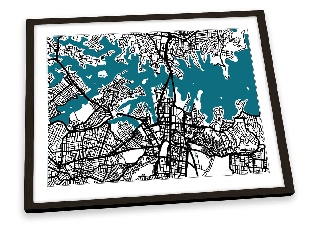 Sydney Australia Map Minimalistic Framed