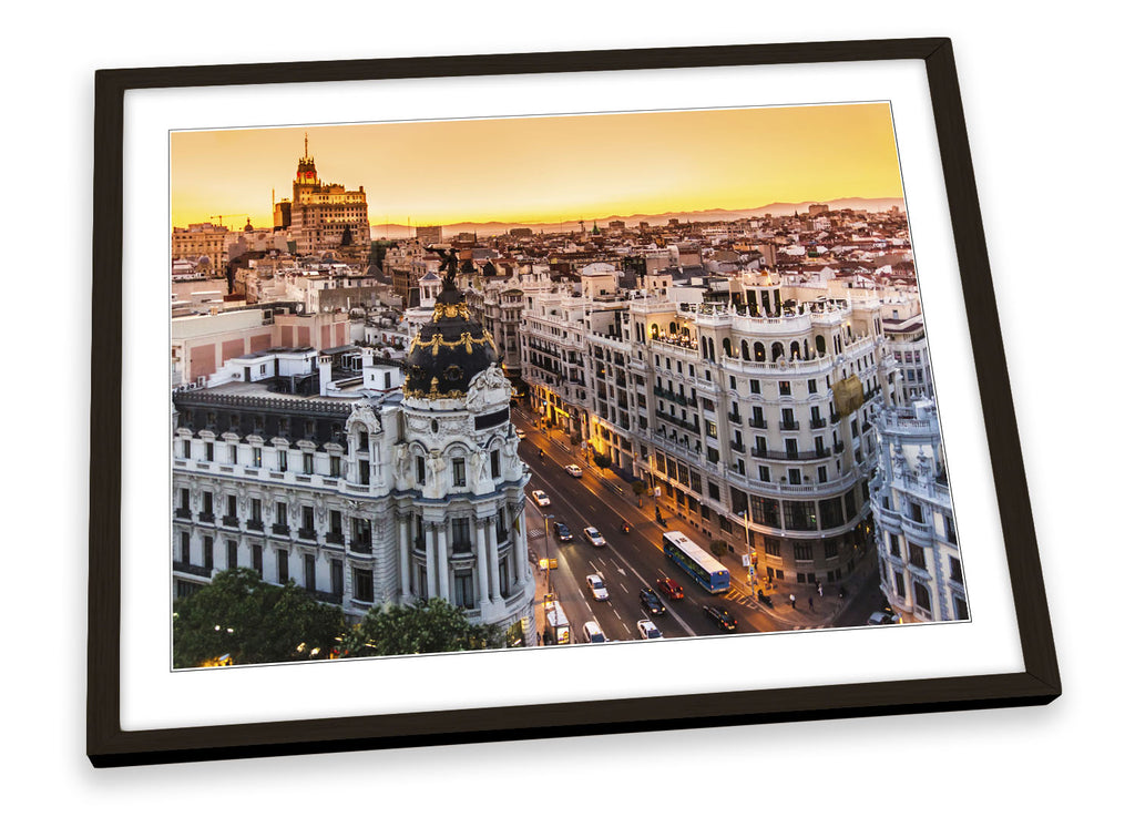 Madrid City Sunset Spain Framed