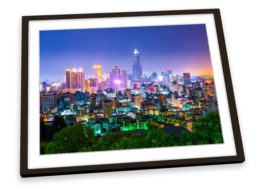 Kaohsiung City Taiwan Skyline Framed