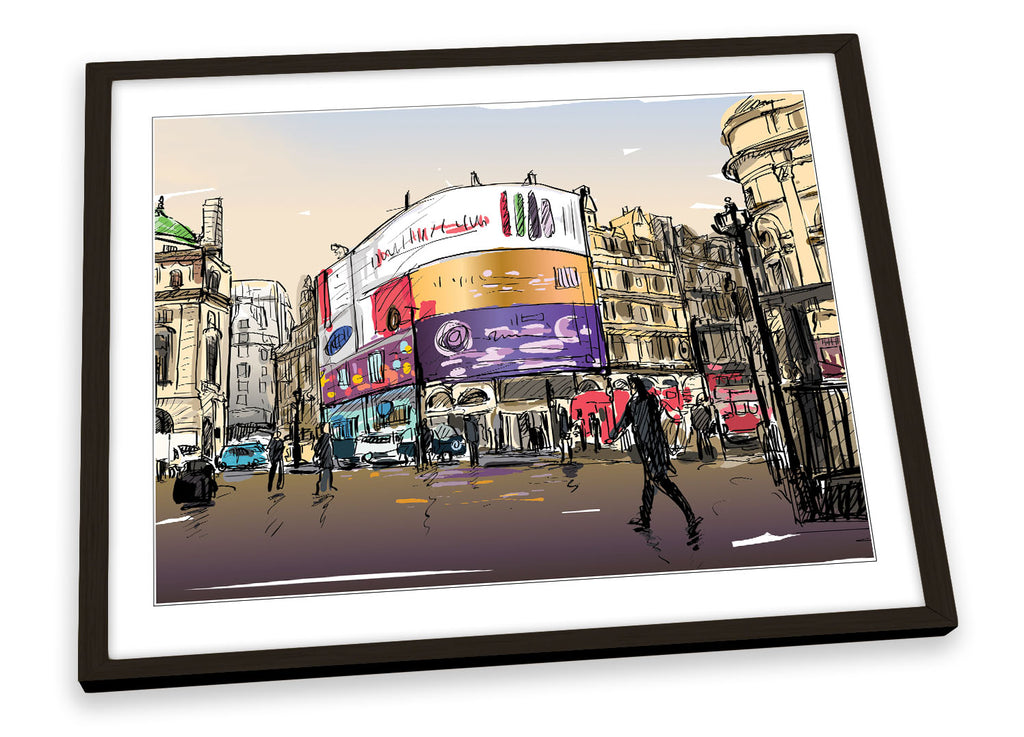 Picadilly Circus London Multi-Coloured Framed