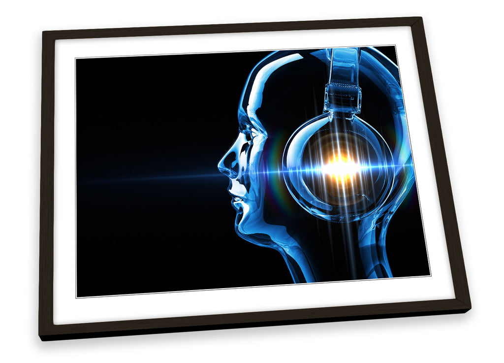 Digital DJ Headphones Music Framed