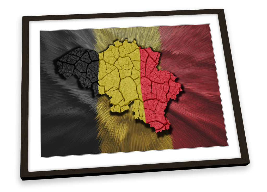 Map of Belgium Flag Framed