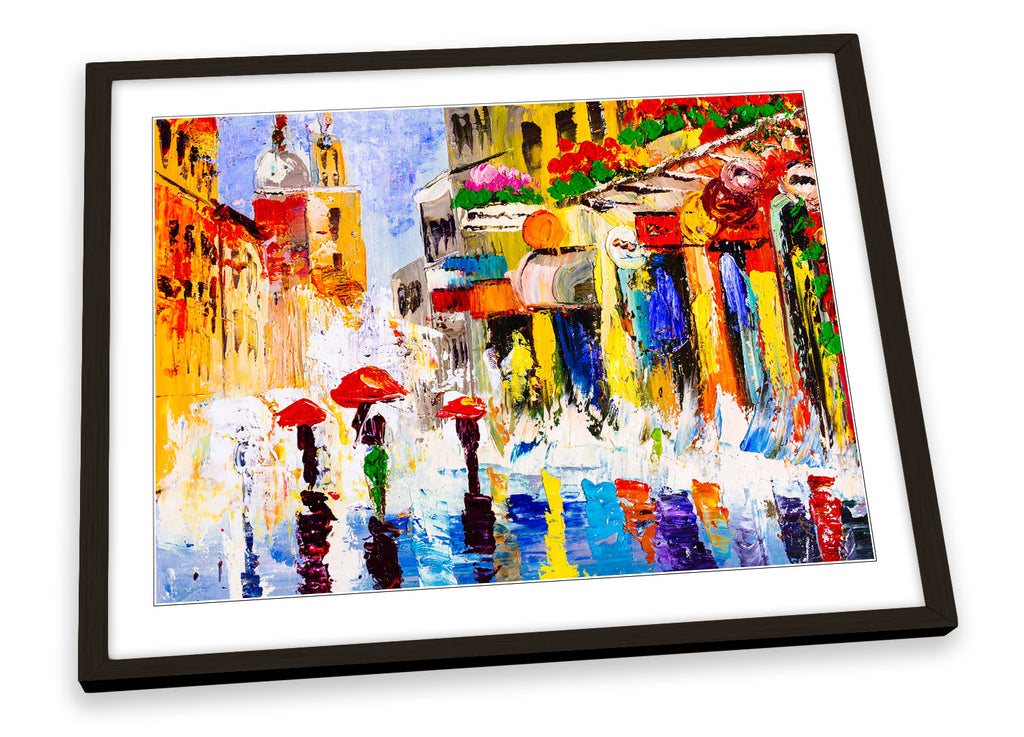 Umbrellas Modern City Multi-Coloured Framed