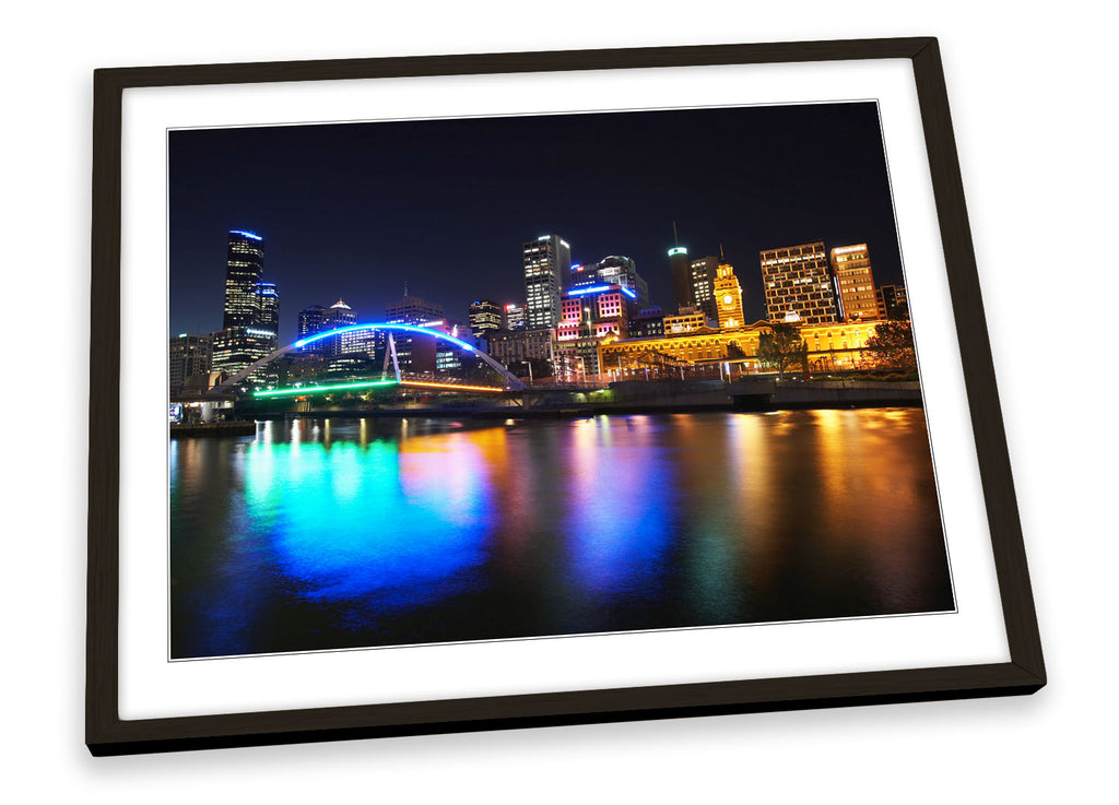 Australia Melbourne City Night Framed