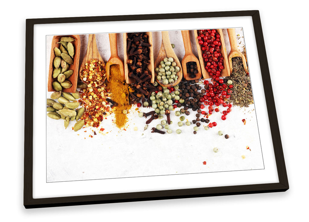 Spices Herbs Salts Kitchen Multi-Coloured Framed
