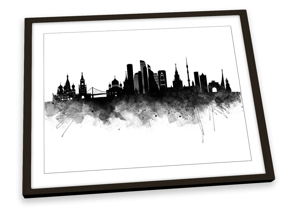 Moscow Abstract City Skyline Black Framed