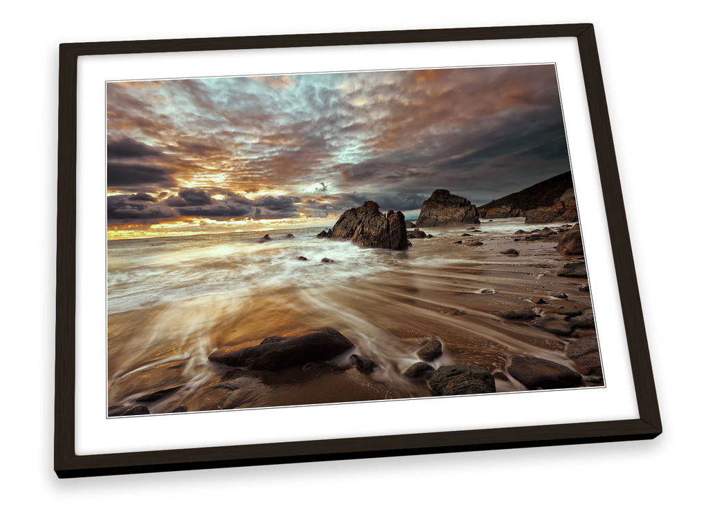 Seascape Beach Coast Sunset Framed