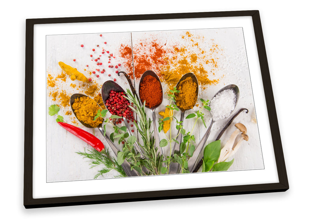 Kitchen Spoon Floral Spices Framed