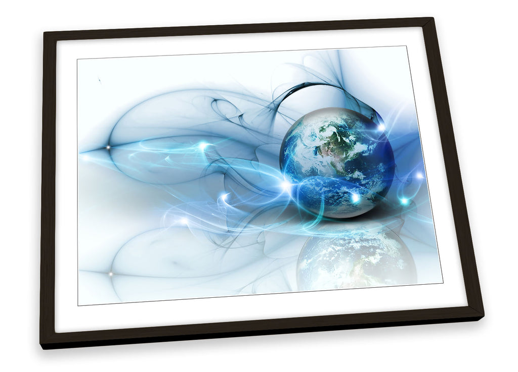 Abstract Blue Planet Earth Framed
