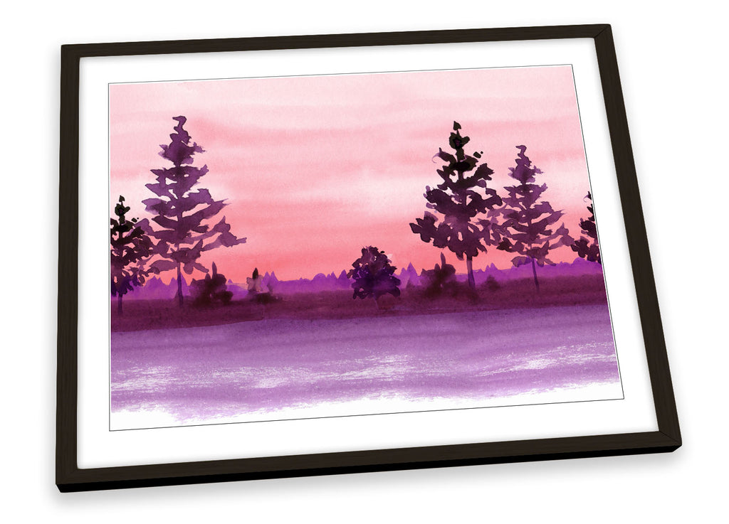 Pink Landscape Purple Trees Framed