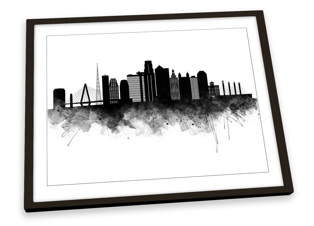 Kansas City Abstract Skyline Black Framed