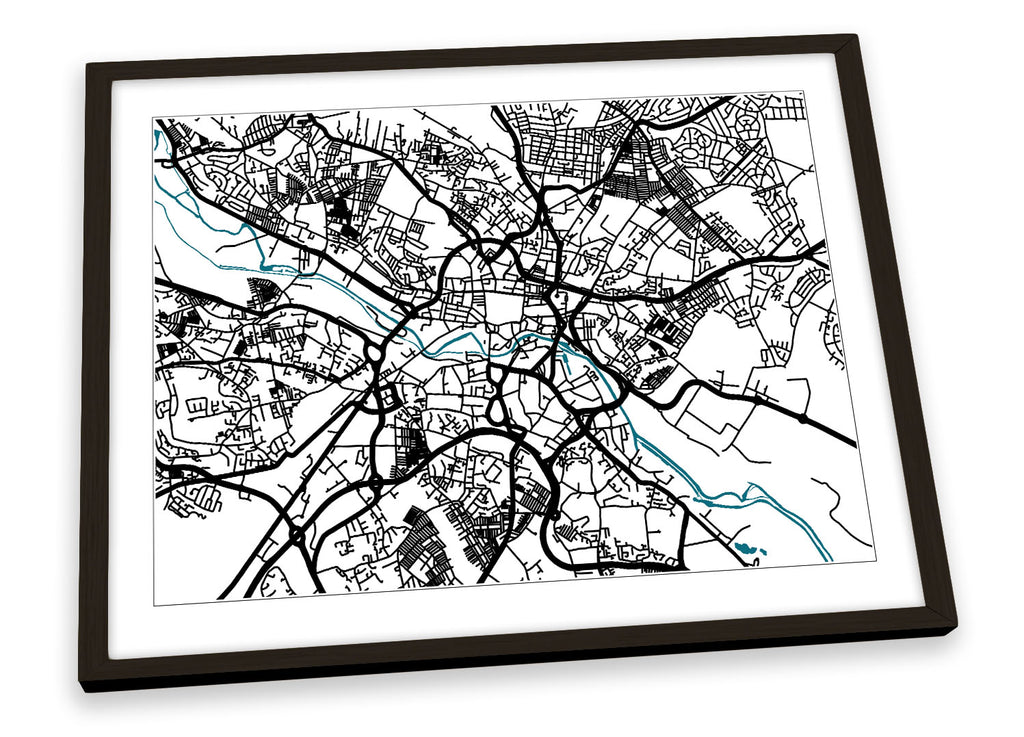 Leeds Map City Minimalistic Modern Framed